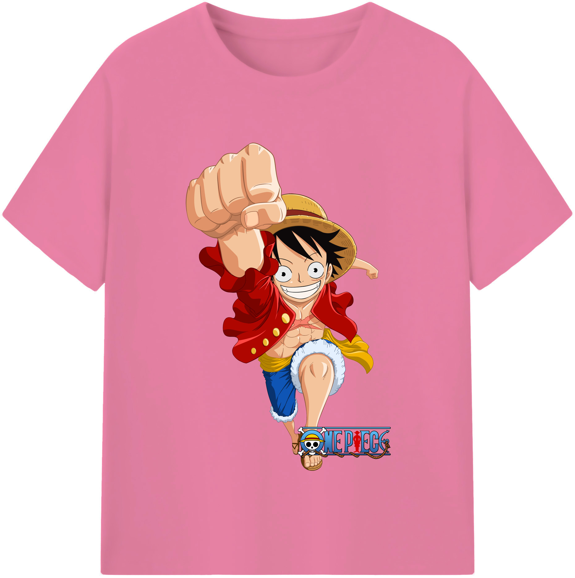 ワンピース モンキー・D・ルフィ ONE PIECE Monkey D. Luffy 綿100％半袖Tシャツ（フロントプリント）